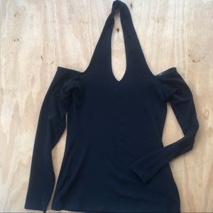 Witchery Black Long-sleeve Halter Off Shoulder